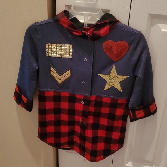 Hip Hop Dance Shirt with Hoodie Blue, Black, & Red